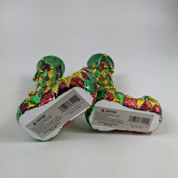 Elf Shoe Candlestick Holders 6.5" Christmas Holiday Decor Jester Mardi Gras Gold - Picture 7 of 15